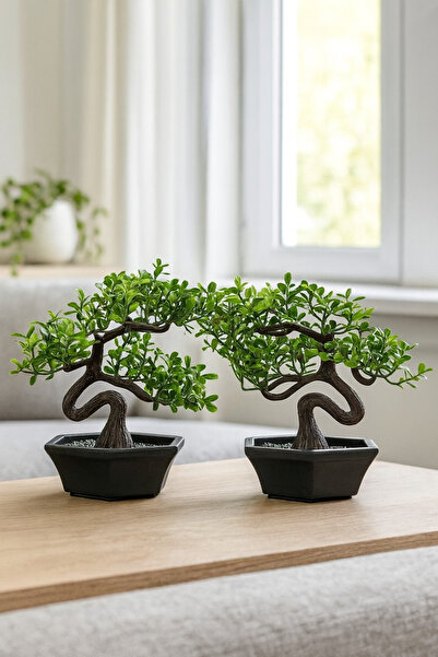 Mottogo 2 adet saksılı mini yapay ağaç (13 cm)