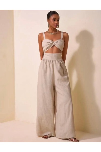 ALİVİONS Bohem Tarzı Bej Pantolon Tulum