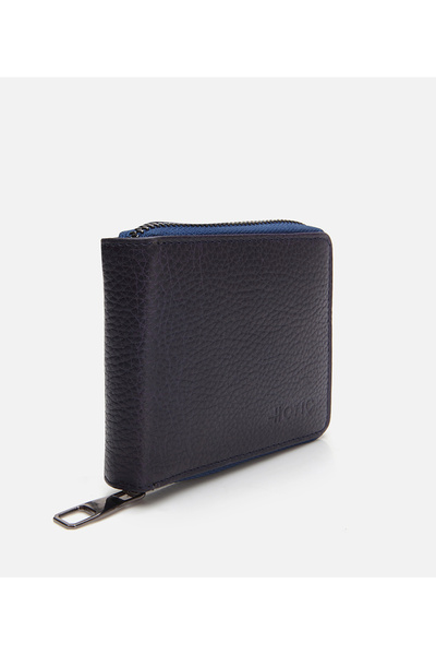 Hotiç Men's Leather Navy Blue Wallet