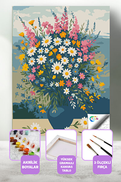 Tuvalle Doğanın Renkli Kucaklaması Sayılarla Boyama Seti, Hobi Seti, 40X50 Ta...