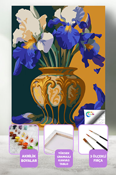 Tuvalle Menekşe Gecesi Sayılarla Boyama Seti, Hobi Seti, 40X50 Tablo, Fırça B...