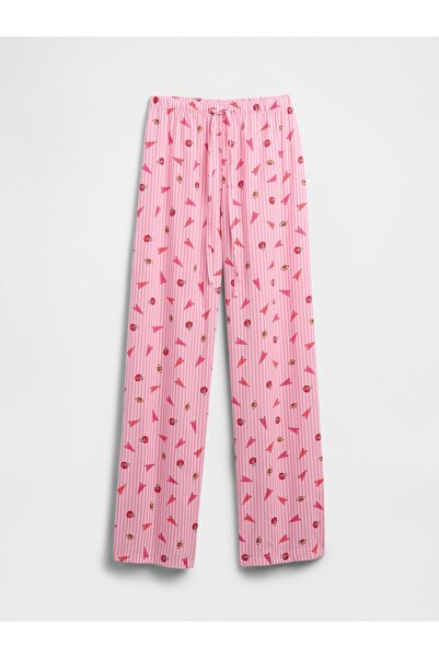 GAP Kadın Pembe Desenli Poplin Pijama Altı