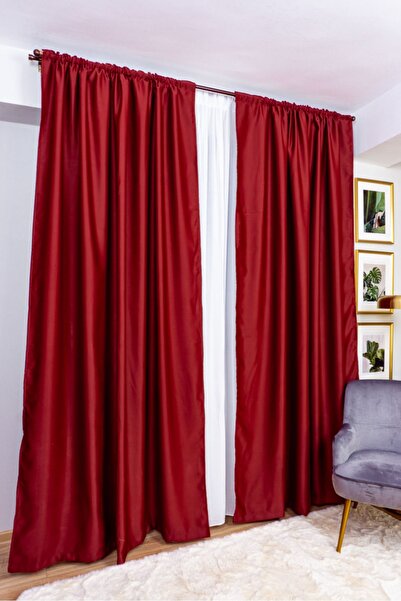 Harnicuta Set of 2 Blackout Curtains in Burgundy with Rejansa, Choice of Dimensions: Width x Height