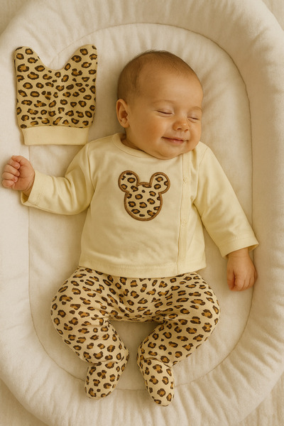 mini mia Mini Leopard Pink 3-Piece Baby Set – Cute and Cotton