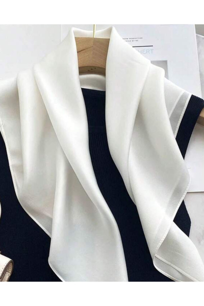 ÖrgüYastik Ecru Color Satin Scarf - Bandana