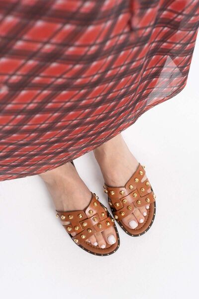 Zerenyus Loose Premium Tan Genuine Leather Slippers