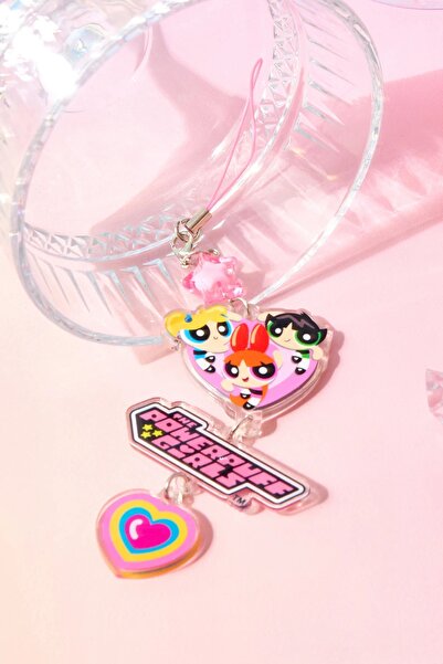 Miniso Powerpuff Girls Lisanslı Kalp Figürlü Aynalı Telefon İpi