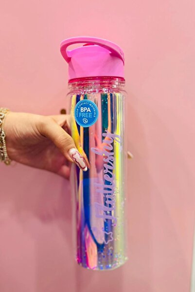 Miniso My Little Pony Koleksiyonu Çift Cidarlı Pipetli Kulplu Plastik Şişe