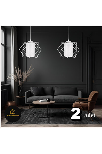 MHK Collection 2 Adet Prizma Beyaz Mikalı Beyaz Sarkıt Avize