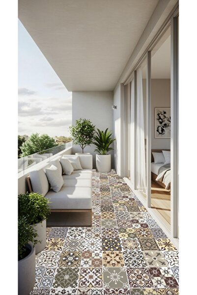 DECOMALL Suya Dayanıklı 100 x 100cm Mutfak Banyo Zemin Mermera Fayans Yapışkanlı Folyo (LAMİNASYONLU)Code163