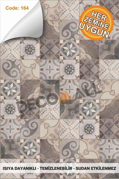 DECOMALL code164 Suya Dayanıklı Mutfak Banyo Zemin Mermer Mobilya Fayans Yapışkanlı Folyo (LAMİNASYONLU)