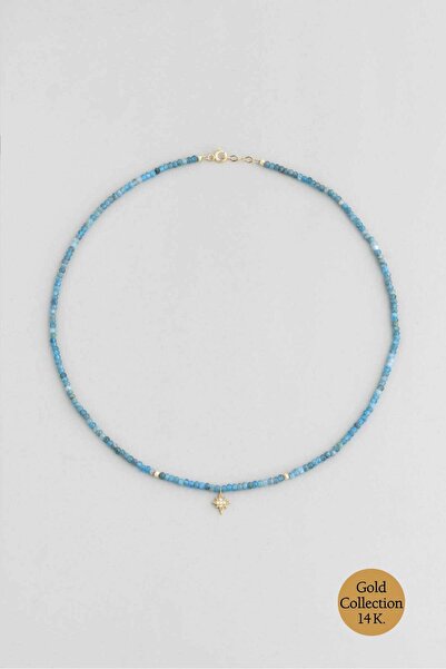 So CHIC... Çiçek Figürlü Apatit Taşlı 14 Ayar Altın Kolye