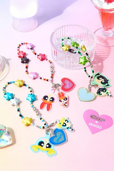 Miniso Powerpuff Girls Lisanslı Yıldız Figürlü Boncuklu Telefon İpi