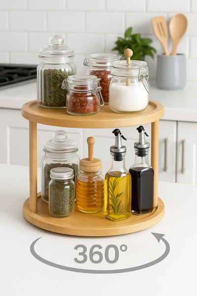 Mottogo Bamboo 2-Tier Rotating Stand| Presentation Case