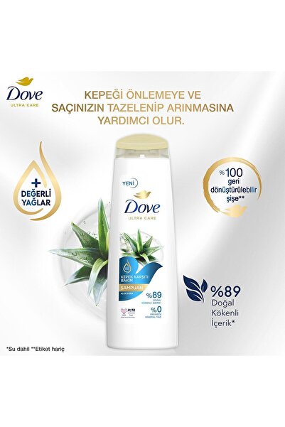 Dove ŞAMPUAN KEP.KAR. ALOE VERA 400ML 6 ADET