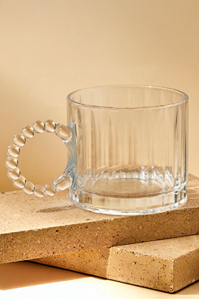 Perotti Std Ringo Dream Line 2-Piece 325 ml Glass Mug Beaded Handle Mug Set