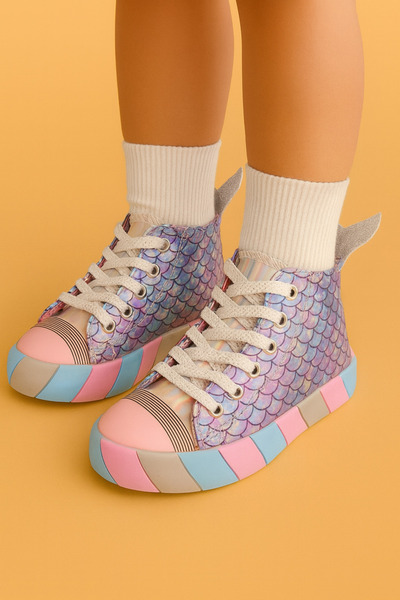 moon glow Unicorn Girl's Sneaker Fish Figured Sequin Sports Shoes Orthopedic Lighted Girls' Shoes