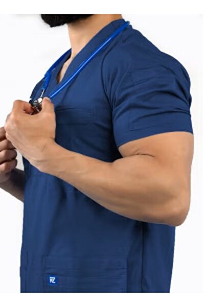 RZ Scrub Comfortable lycra fabric with many pockets, carefully crafted to maintain its petroleum color.