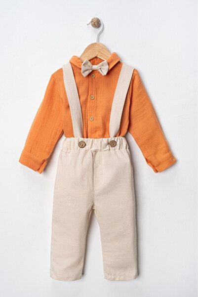Lamonde Müslin Uzun Kollu Pantolon Erkek Bebek Salopet / 9 - 24 Ay