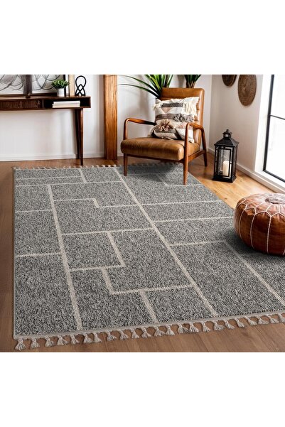 Effect EF008A Anthracite Carpet Geometric Jute Floor Living Room Bedroom Kitchen Corridor Carpet