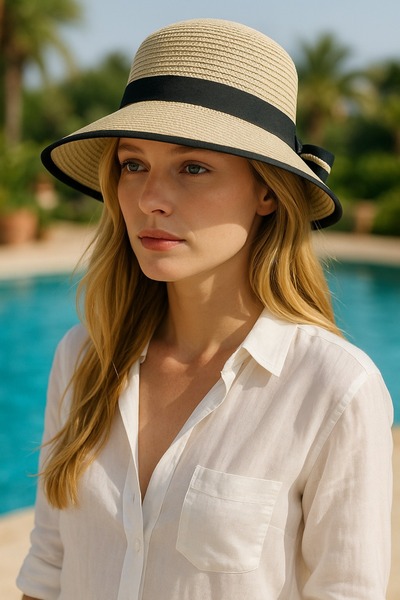 LAGRANZE Kadın Fiyonklu Hasır Şapka