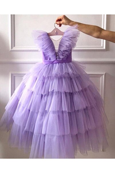 Da&Mira Kız Çocuk Lila Renk Doğum Günü Parti Özel Gün Elbisesi