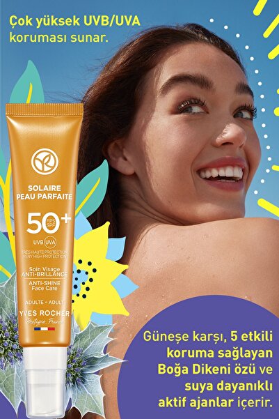 Yves Rocher Spf 50 Yüksek Korumalı Yağlanma Ve Leke Karşıtı Yüz Güneş Kremi/Solaire Peau Parfaite-40 ml