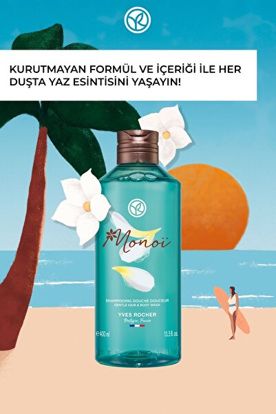 Yves Rocher Monoi Nemlendirici Saç ve Vücut Şampuanı-Monoi de Tahiti-SLS,SLES içermez,Vegan-400ml