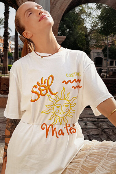 Le'sluette shadow of style bumbac 100% Tricou Premium supradimensionat Sol Sun cu imprimeu bumbac 100% de înaltă calitate
