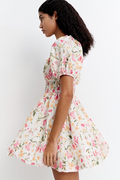 H&M Balon Etekli Pamuklu Elbise