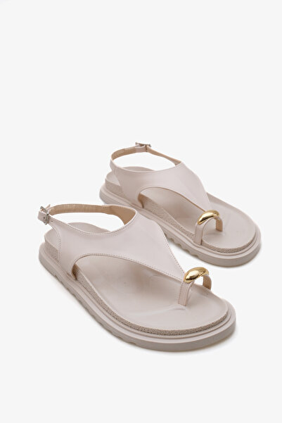 LOJO Γυναικείες σανδάλια casual με χρυσή αγκράφα marley