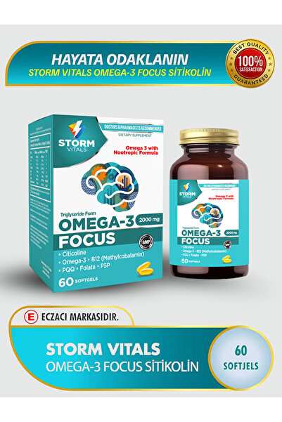 STORM VİTALS Storm Vitals Omega Focus Sitikolin-omega- B12 Complex-güçlü Zihin Formülü- 60 Softjel