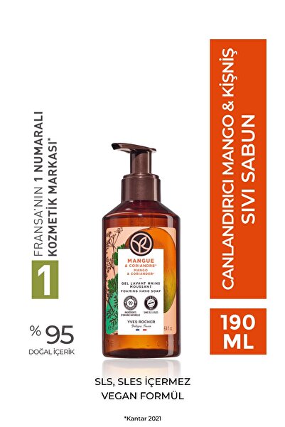 Yves Rocher Liquid Soap - Revitalizing Mango Coriander - Sls, Sles Free, Vegan - 190ml