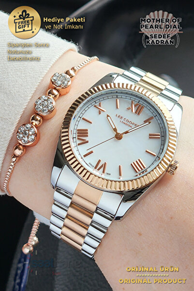 Lee Cooper Orijinal Saat Bileklik Hediyeli Kadran Rose Gold Gümüş Eşe Sevgiliye Anneye Hediye Kadın Kol Saati