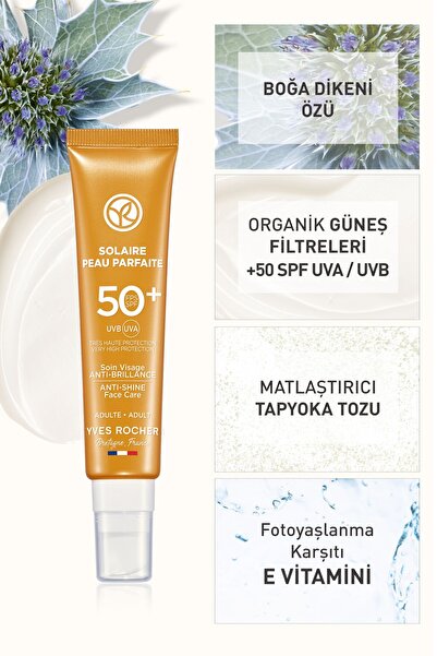 Yves Rocher Spf 50 Yüksek Korumalı Yağlanma Ve Leke Karşıtı Yüz Güneş Kremi/Solaire Peau Parfaite-40 ml