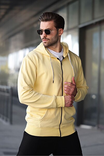 Madmext Μπλε φούτερ με κουκούλα με φερμουάρ - Pale 6161