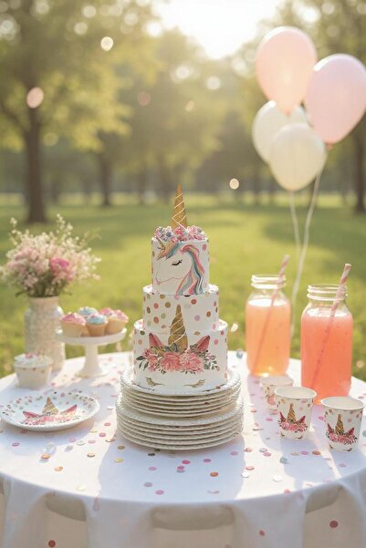 Cadde Süs Unicorn Tabak Bardak 8'li Set