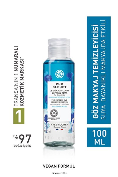 Yves Rocher Tüm Ciltler, Çift Fazlı/Yoğun Makyaja Özel, Rahatlatıcı Göz Makyaj Temizleyici-Pur Bleuet-100ml