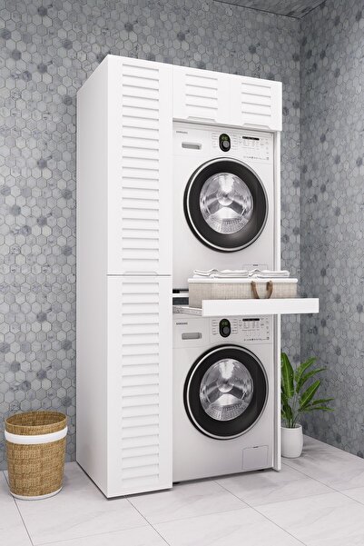 DEMİRBAL MOBİLYA Mdf Çamaşır Makinesi ve Kurutma Makinesi Dolabı standart lak...