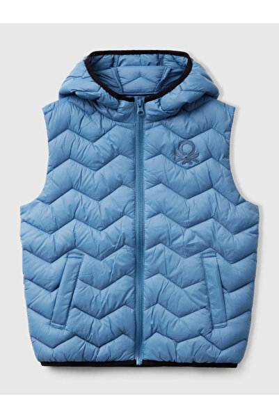Benetton Boy's Embroidered Pufa Vest 6-14 Years Indigo