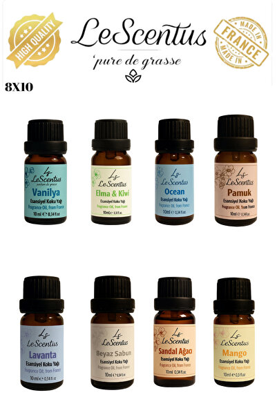 lescentus Favori Set 8'li Esansiyel Uçucu Koku Yağı Buhurdanlık Yağı Difüzör ...