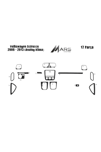 Marscockpitdesign فولكس واجن شيروكو كونسول-توربيدو 2013 14 قطعة (مكيف هواء تن...