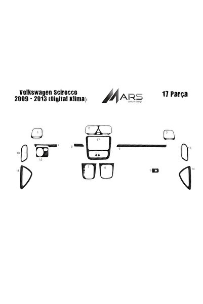 Marscockpitdesign فولكس واجن شيروكو كونسول-توربيدو 2013 15 قطعة (مكيف رقمي)