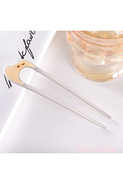 Cinderella Kıvrımlı Metal Topuz Tokası Model-8 - Kadın Çubuk Saç Topuz Tokası