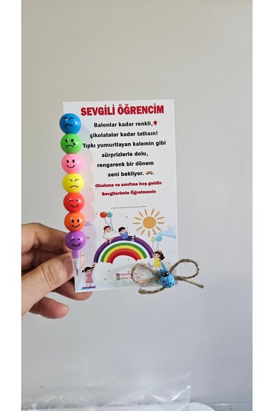 SOFT 20 adet Okuluna ve sınıfına hoşgeldin temalı kart+ yumurtlayan kalem