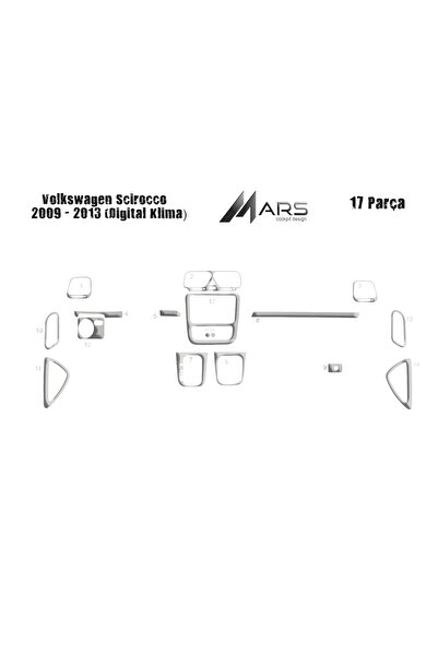 Marscockpitdesign فولكس واجن شيروكو كونسول-توربيدو 2013 15 قطعة (مكيف رقمي)