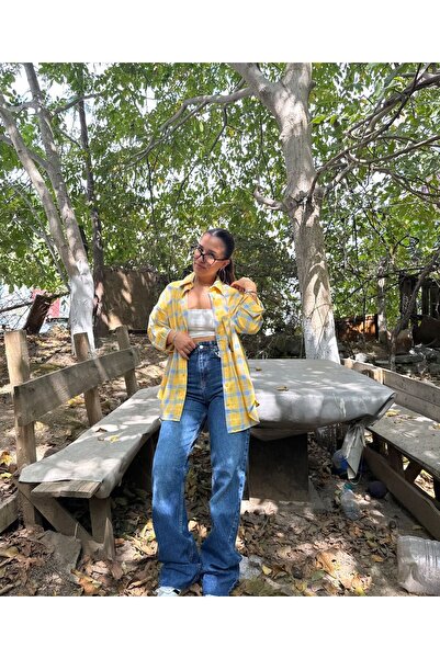 eBaa fashıon KARE DESEN OVERSİZE GÖMLEK