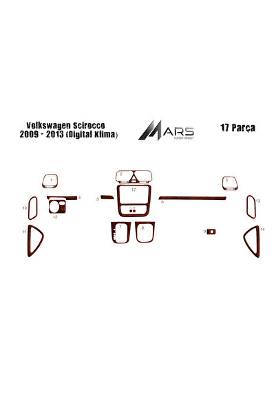 Marscockpitdesign فولكس واجن شيروكو كونسول-توربيدو 2013 15 قطعة (مكيف رقمي)