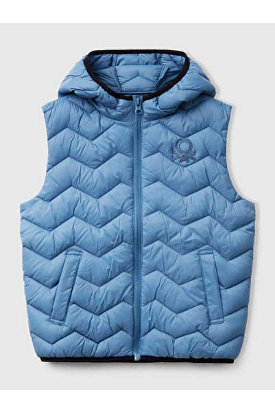 Benetton Boy's Embroidered Pufa Vest 6-14 Years Indigo