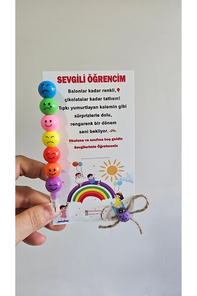 SOFT 25 Adet Okuluna Hoşgeldin temalı kart Yumurtlayan kurşun kalem
